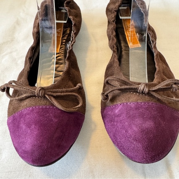 AGL 38.5 Suede Leather Ballet Flats ~ Purple & Brown Comfort - Picture 3 of 8